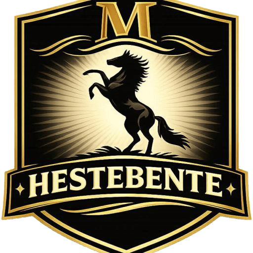 Hestebente-logoen: en steilende hest i et skjold